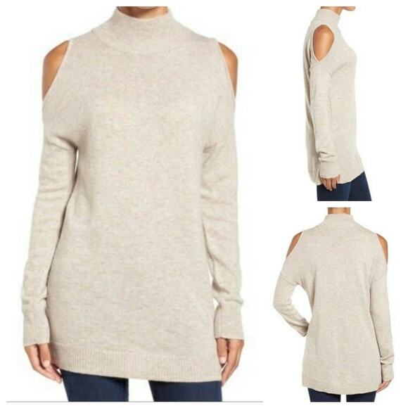 Halogen (Nordstrom) Cold Shoulder Turtleneck Sweater Red Rosewood - M - NWOT - Picture 2 of 6